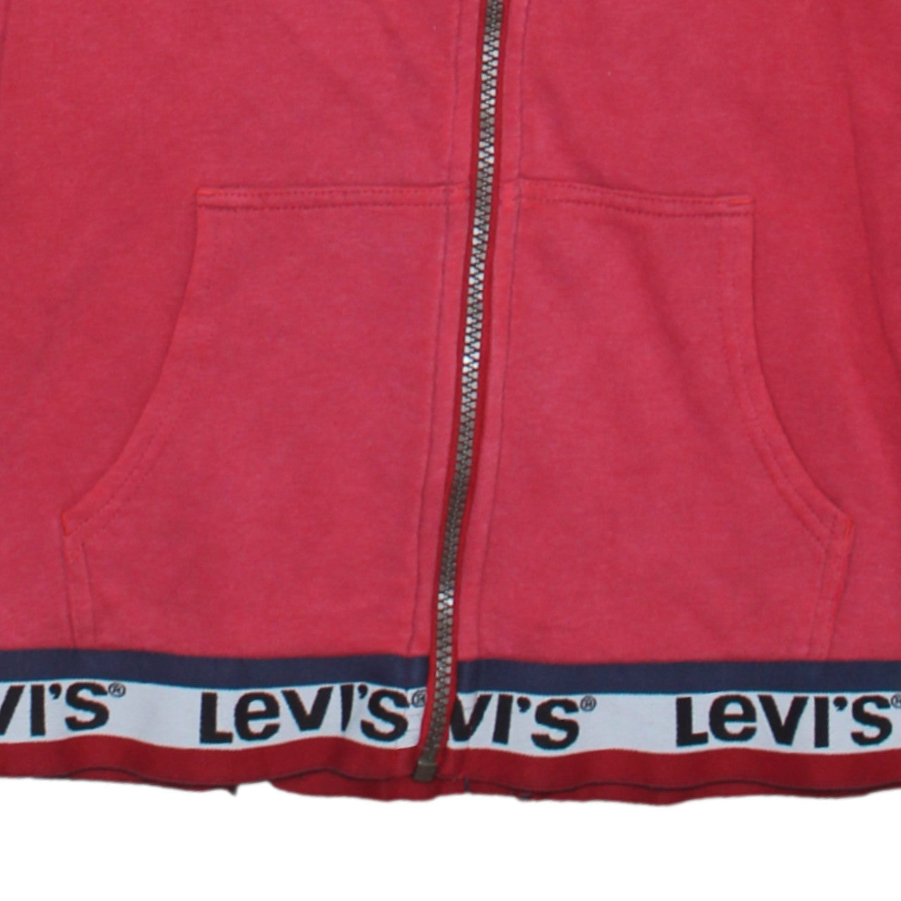 Levi's Boys Red Full Zip Hoodie 12 Years Cotton Blend Casual Logo