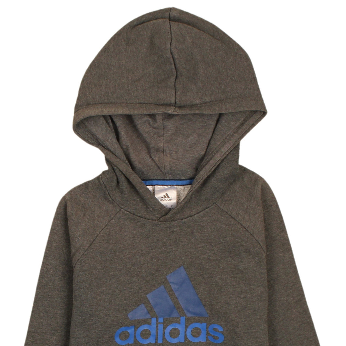 Adidas Boys Grey Pullover Hoodie 11-12 Years Logo Graphic Print