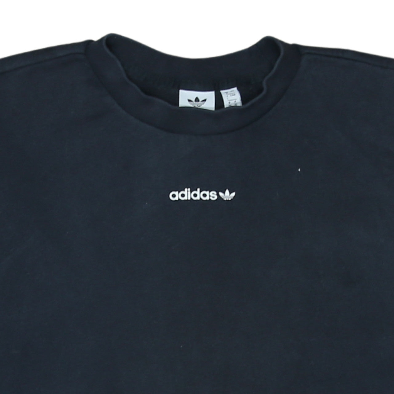 Adidas Women Black Crew Neck Logo Sweatshirt UK 8 Lined Casual