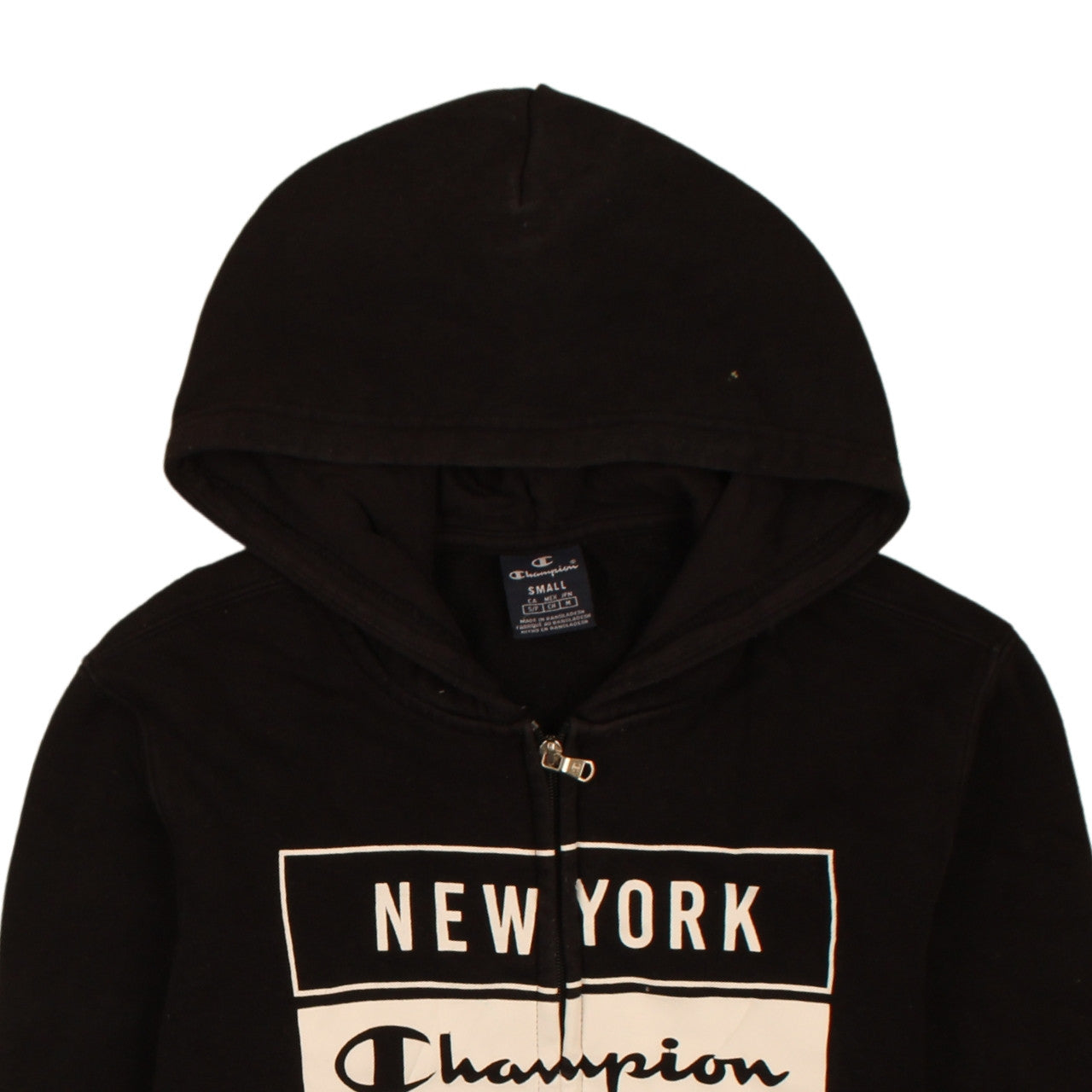 Champion Men's Black Full Zip Hoodie Small Graphic New York Authentic