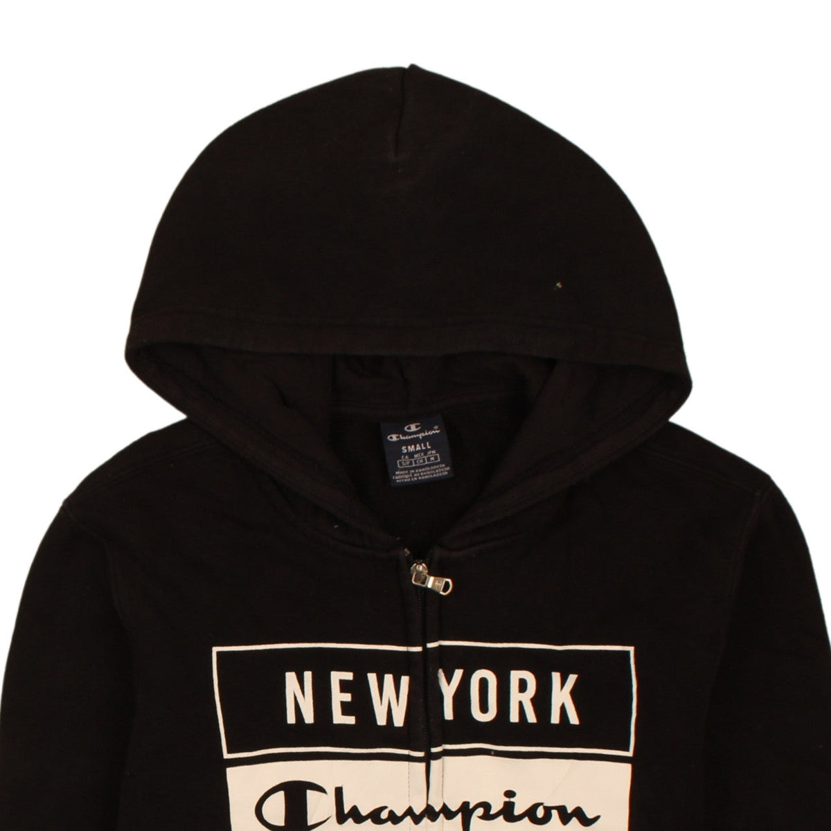 Champion Men's Black Full Zip Hoodie Small Graphic New York Authentic