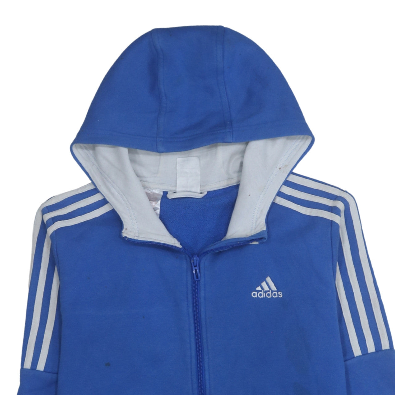 Adidas Boys Blue Full Zip Hoodie Size 13-14 Years Classic Sportswear