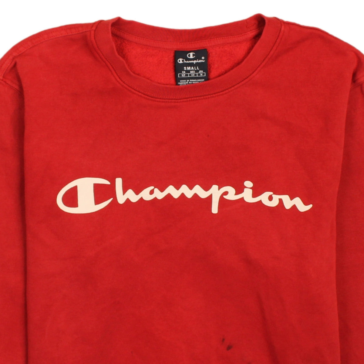 Champion Men Red Pullover Sweatshirt Small Crew Neck Athletic Fleece