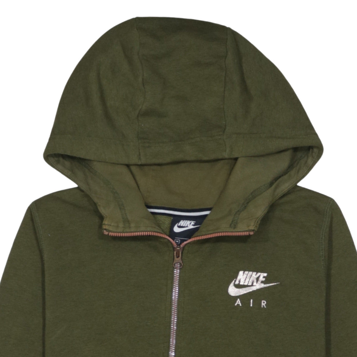 Nike Air Women Khaki Green Full Zip Hoodie Medium Cotton Blend
