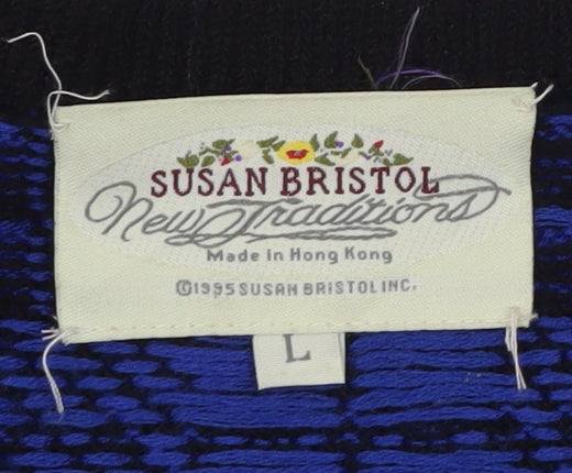 Susan Bristol Women's Blue Check Wool Blend Button Jacket Size L