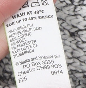 Marks & Spencer Women Grey Jewel Knit Acrylic Wool Jumper Size 14