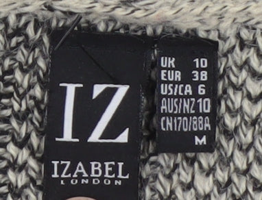 Izabel London Women Grey Hooded Long Cardigan UK 10 Checked Knit