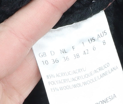 Joe Browns Women Black Knit Jumper Dress Size 10 Cowl Neck Winter