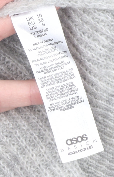 ASOS Design Womens Grey UK 10 Rib Knit Open Cardigan Jumper