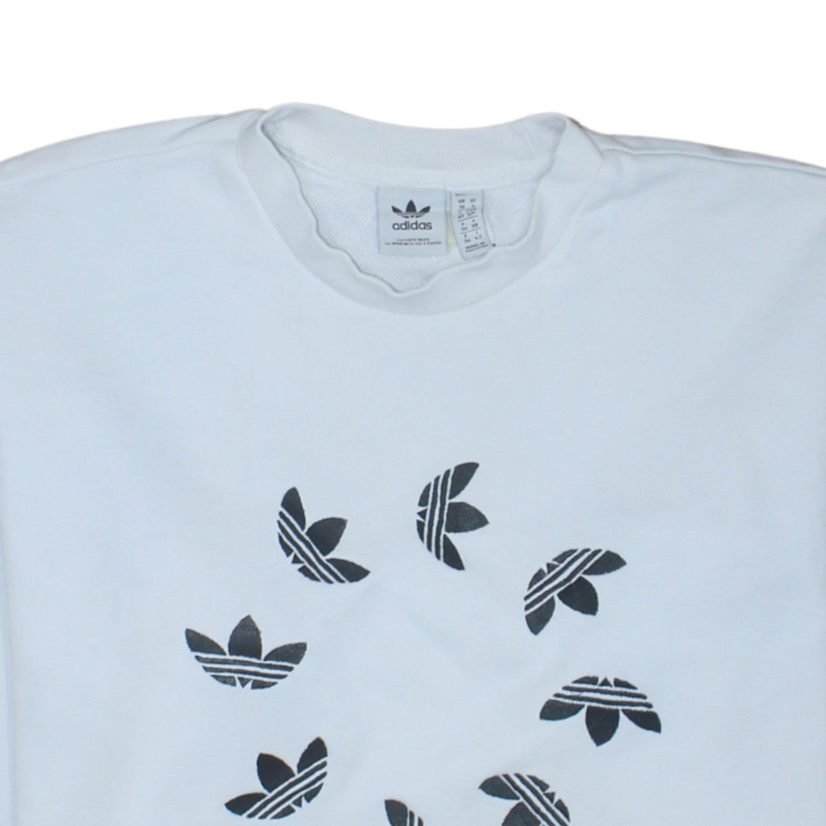 Adidas Women White Crew Neck Sweatshirt Size 10 Logo Print Pullover
