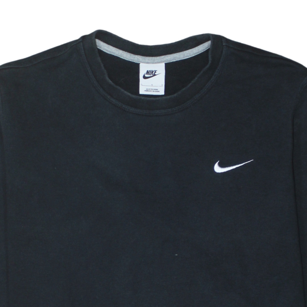 Nike Men's Black Cotton Crew Neck Pullover Sweatshirt L