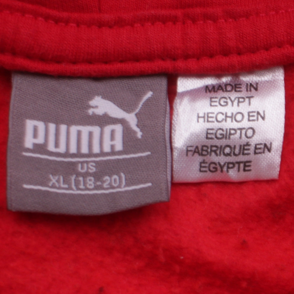 Puma Boys Red & Black Pullover Hoodie XL Colourblock Cotton Blend