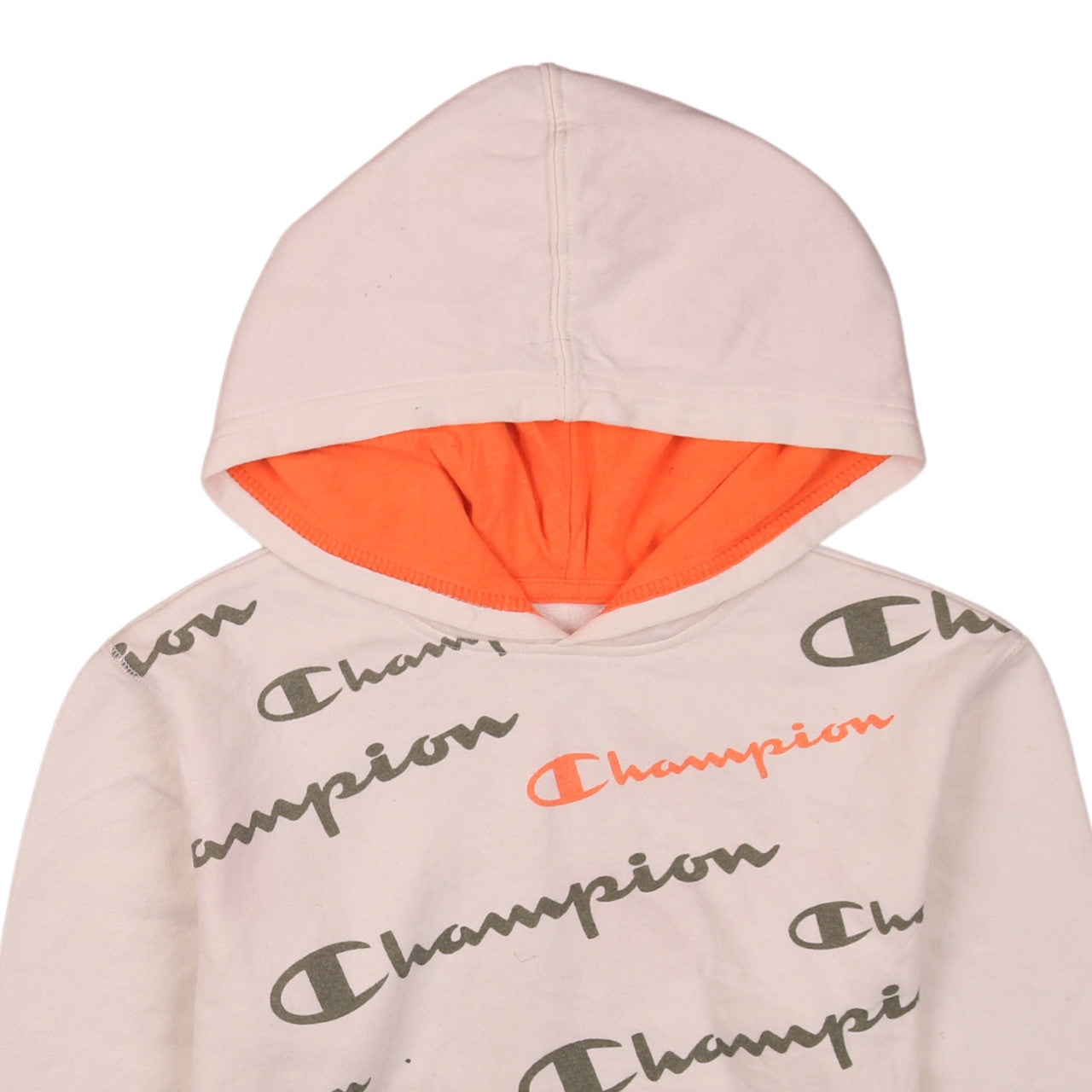 Champion Boys Beige Logo Pullover Hoodie Size L