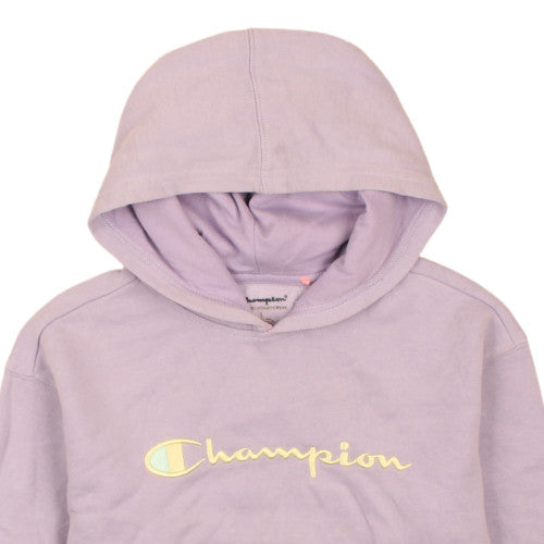 Champion Girls Purple Hooded Pullover Sweatshirt L Fleece Lined Casual