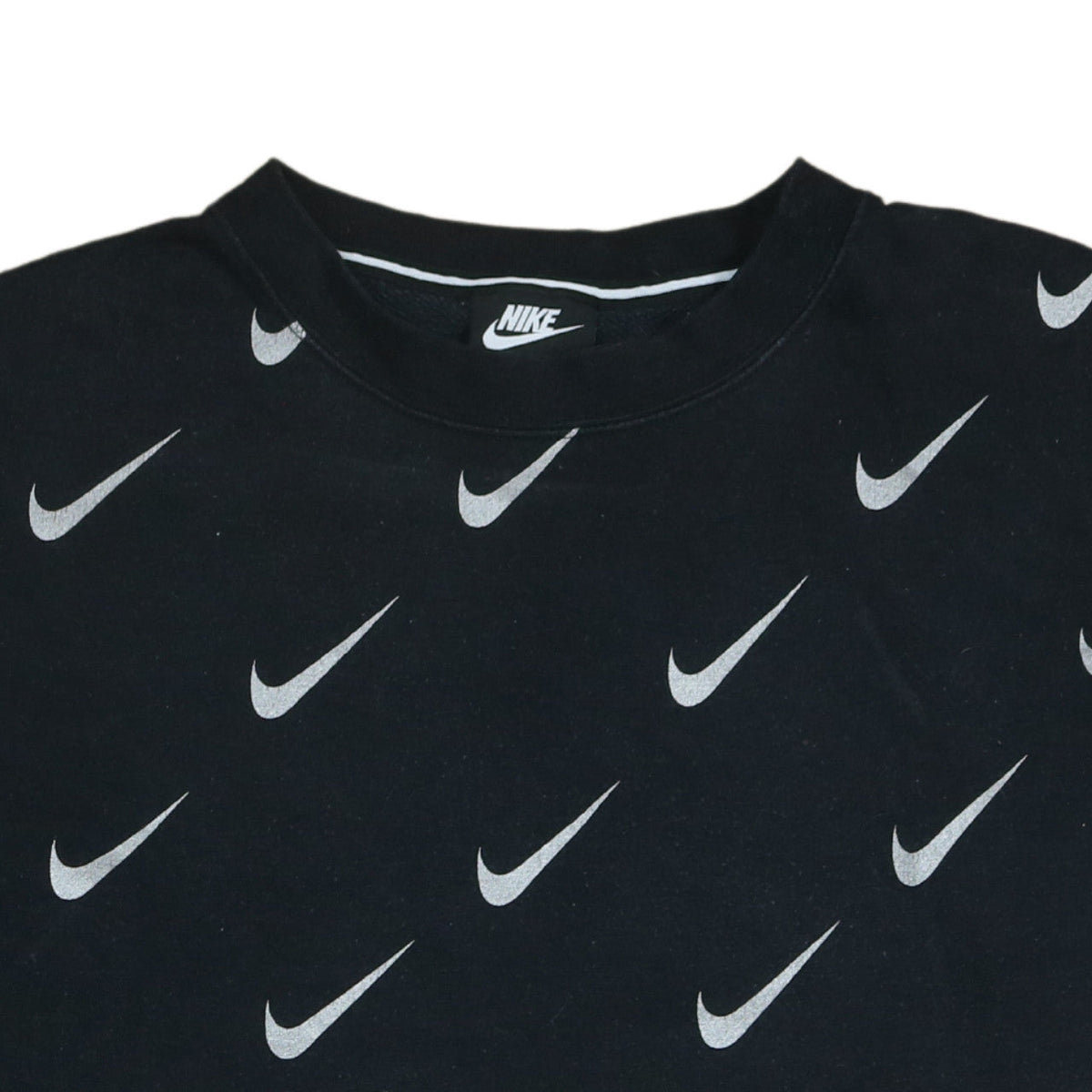 Nike Women’s Black Small Pullover Sweatshirt with All-Over Logo Print