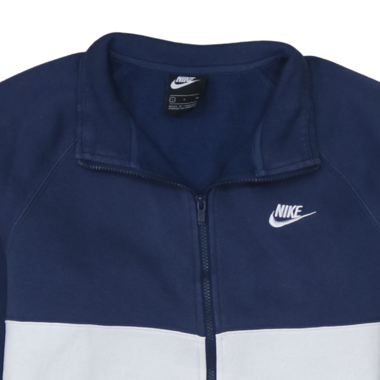Nike Men's Blue and White Track Jacket Size S Full Zip Cotton Blend