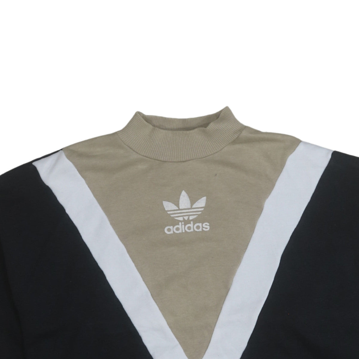 Adidas Women’s Beige Black Colourblock Crew Neck Sweatshirt Size 6