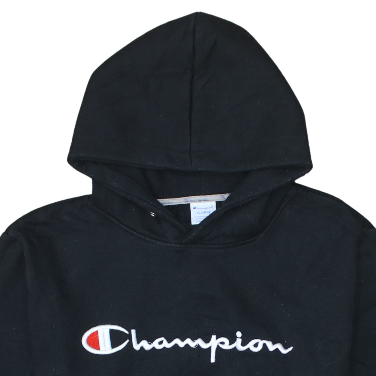 Champion Men’s Black XL Pullover Hoodie Embroidered Logo Fleece