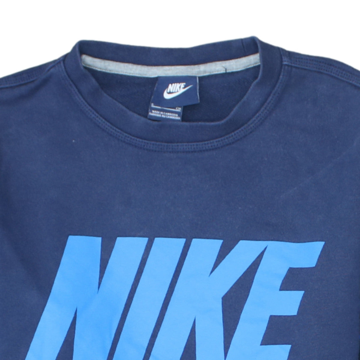Nike Womens Blue Camo Sleeve Crew Neck Pullover Sweatshirt Size S