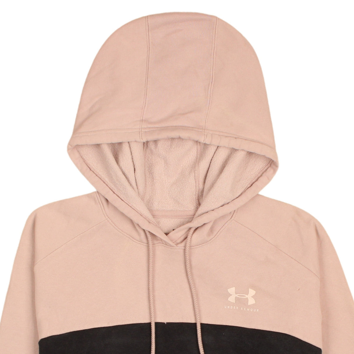 Under Armour Womens Beige Black Colourblock Pullover Hoodie Size M