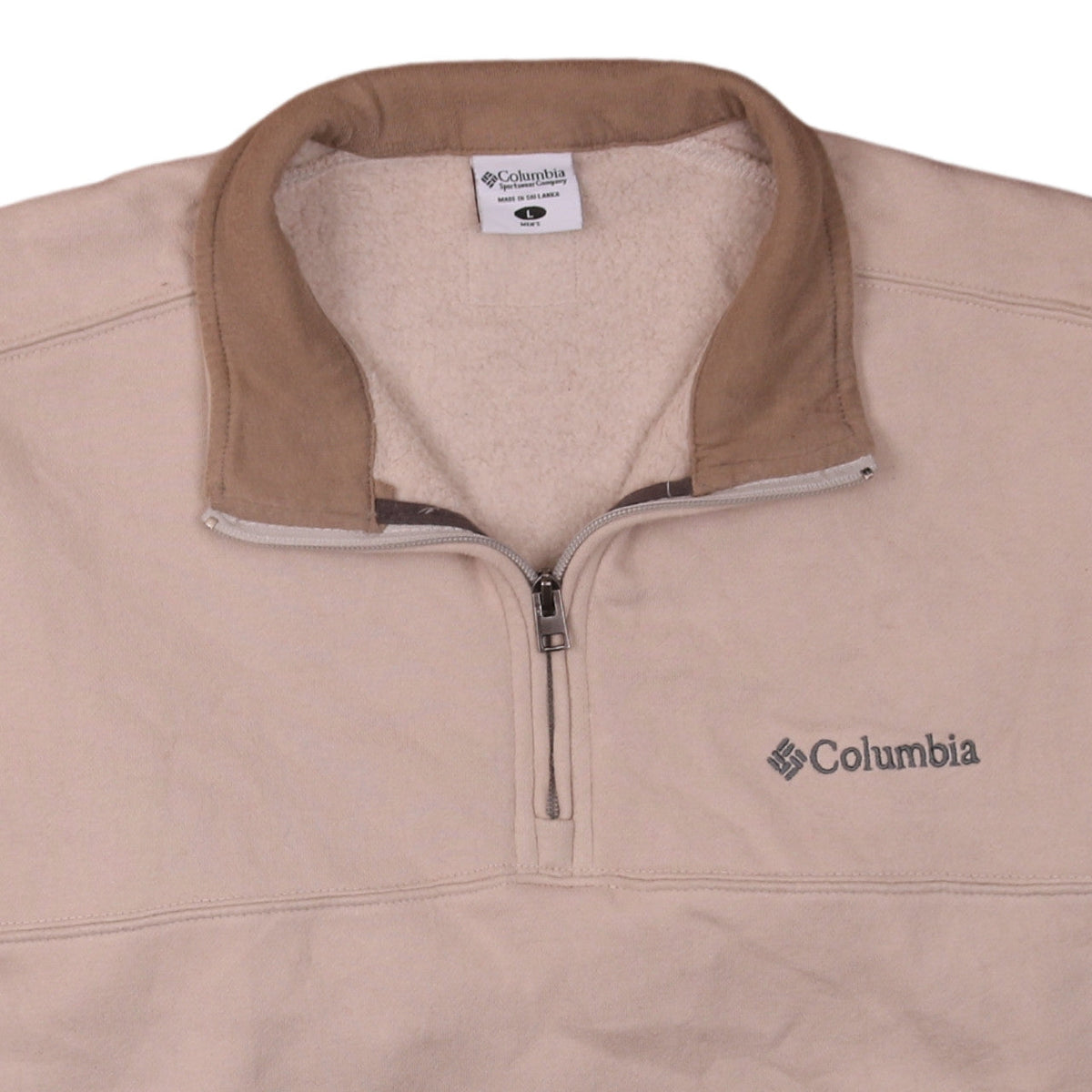 Columbia Men's Beige 1/4 Zip Fleece Sweatshirt L Regular
