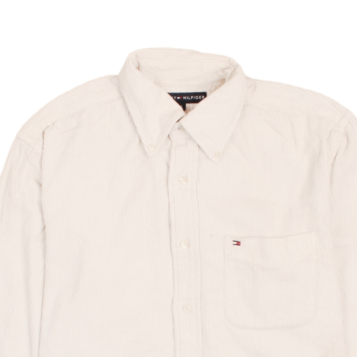 Tommy Hilfiger Men's Beige Corduroy Long Sleeve Button-Up Shirt M