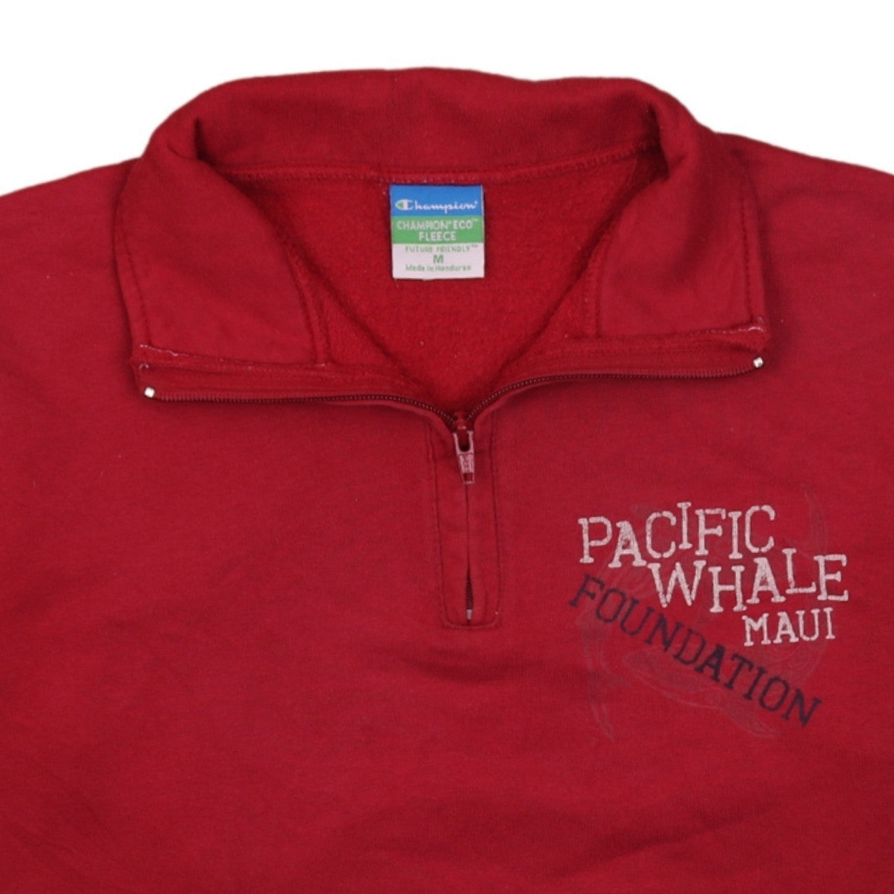 Champion Men Red 1/4 Zip Fleece Sweatshirt Pacific Whale Foundation M