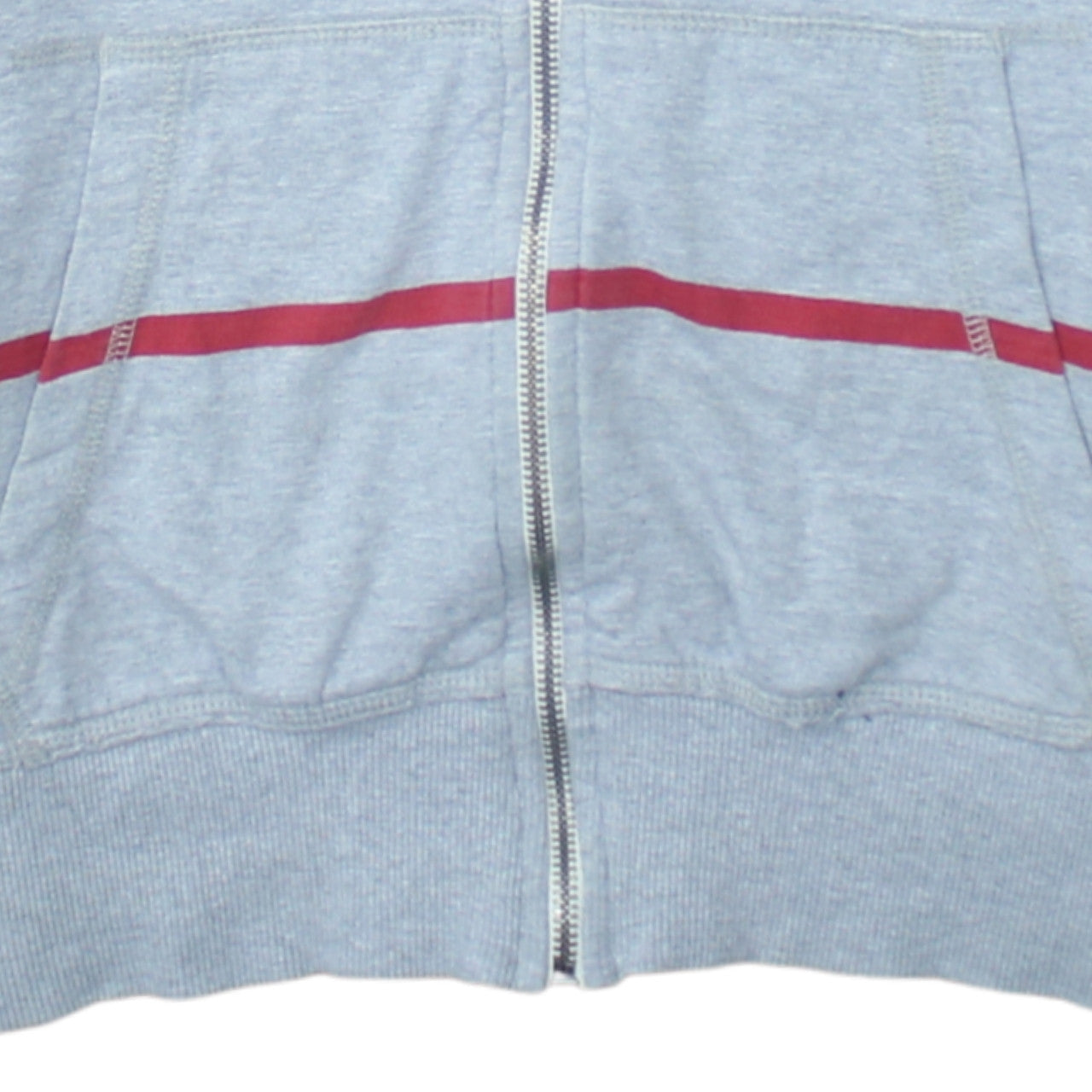 Liverpool FC Men's Grey Full Zip Hoodie Size M with Red Stripes