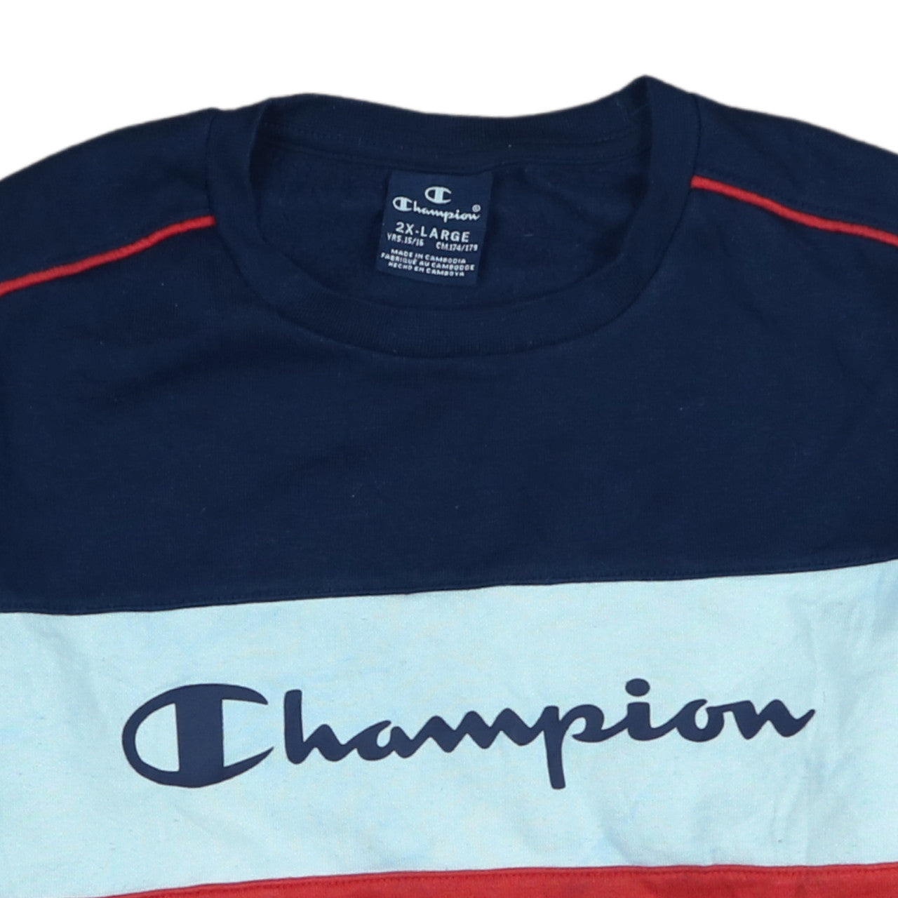 Champion Boys Navy Red Colourblock Crew Neck Sweatshirt 15-16 Years 2XL