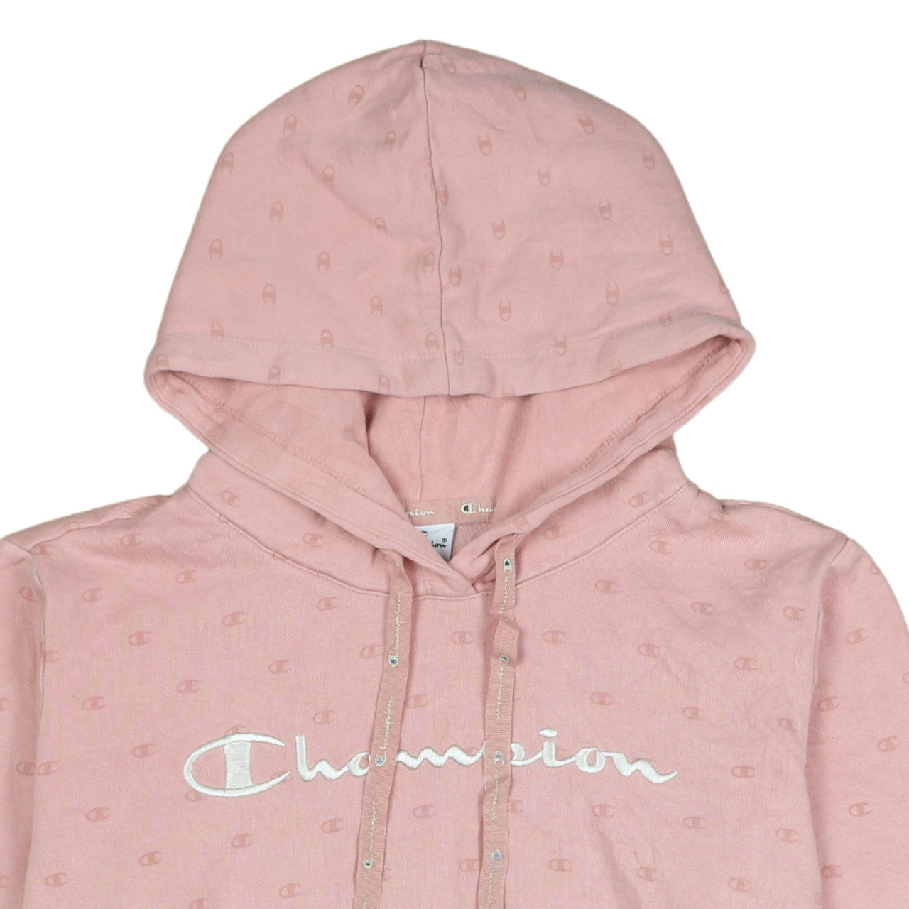 Champion Womens Pink XL Pullover Hoodie Embroidered Logo Sweatshirt