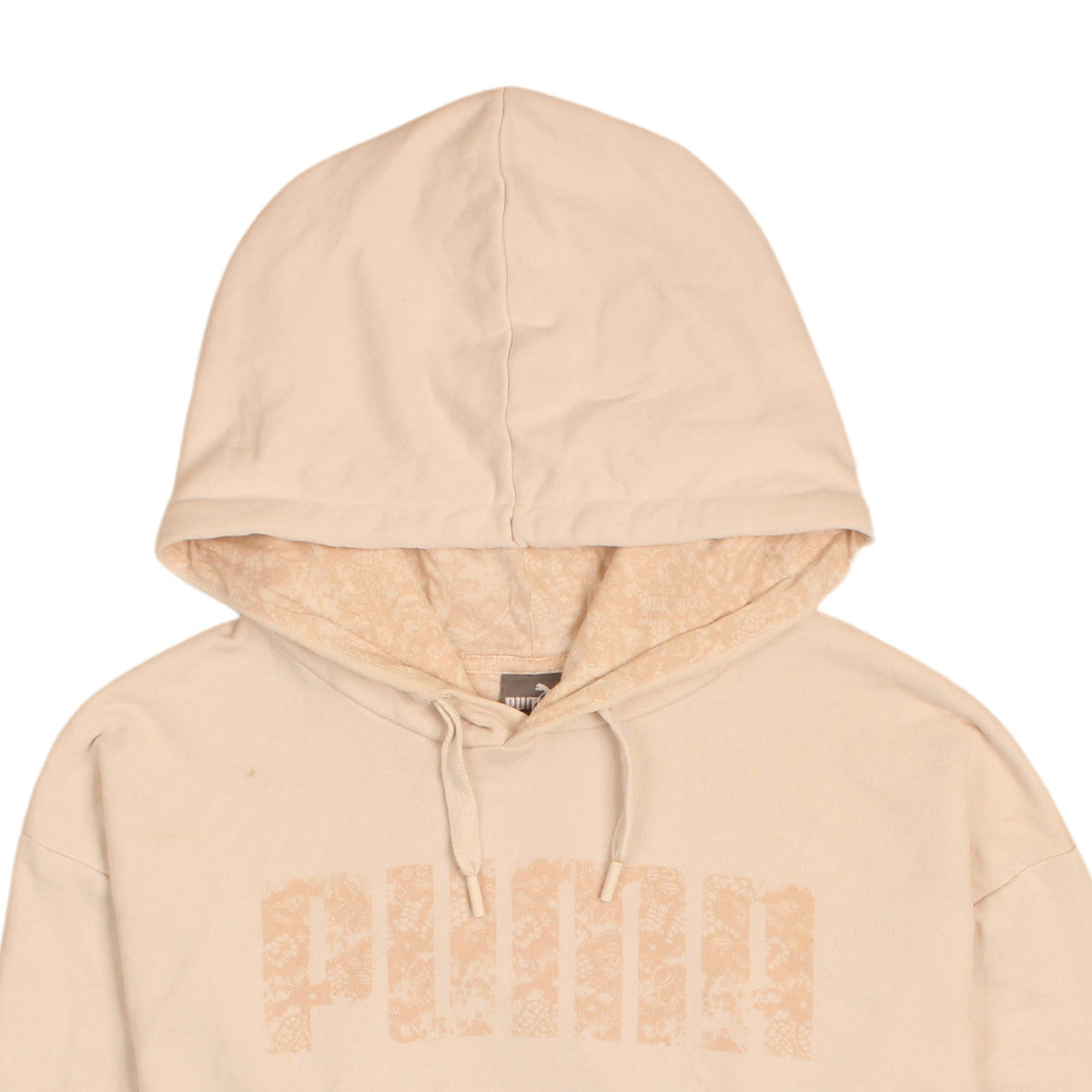 Puma Women Beige Pullover Hoodie XL Logo Print Casual Sweatshirt