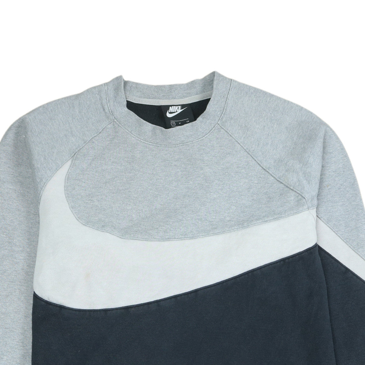Nike Men's Grey Black Colour Block Crew Neck Sweatshirt Size S