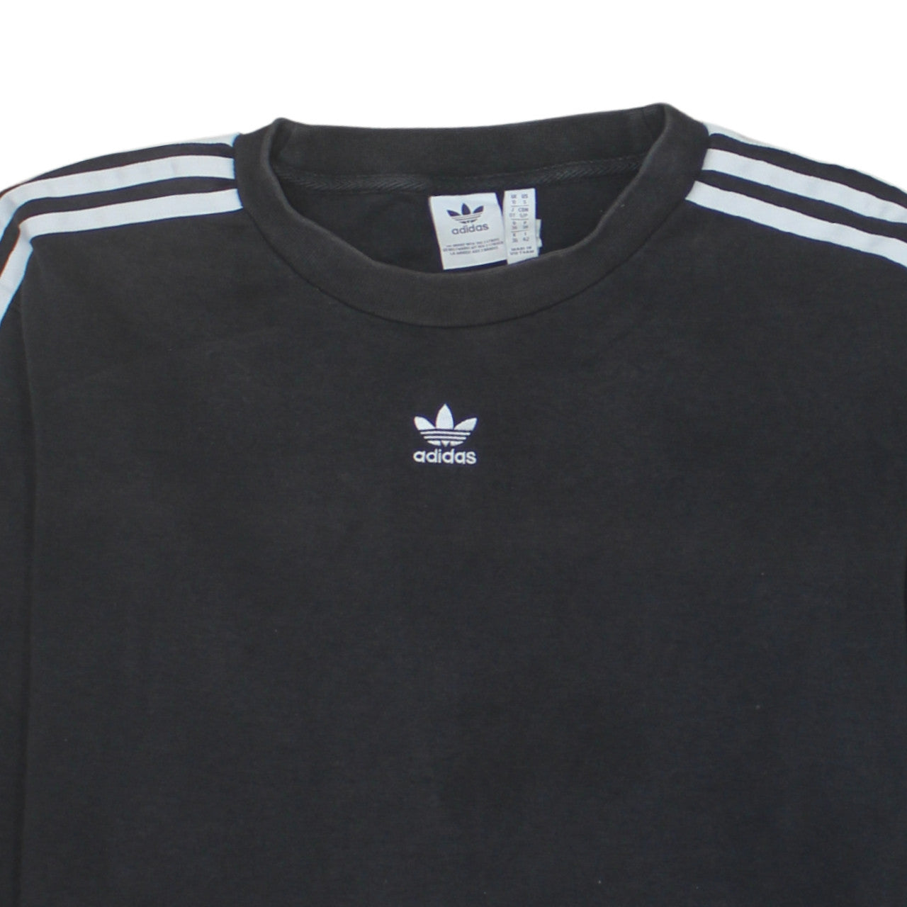 Adidas Women Black Crew Neck Long Sleeve Pullover Sweatshirt UK 10