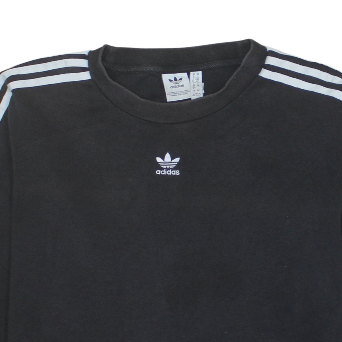 Adidas Women Black Crew Neck Long Sleeve Pullover Sweatshirt UK 10