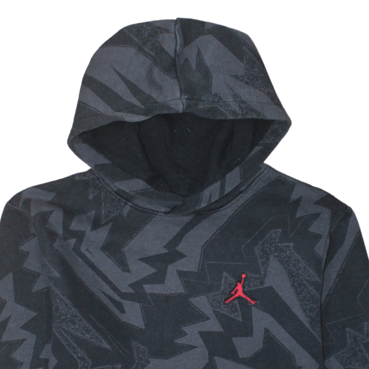 Jordan Boys Black Graphic Pullover Hoodie - Size L Cotton Blend