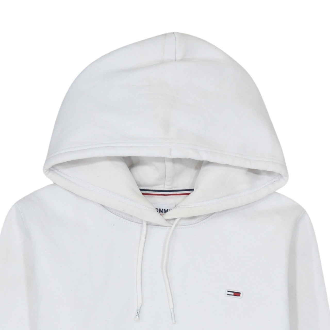 Tommy Jeans Men's White Pullover Hoodie Size S Logo Cotton Blend