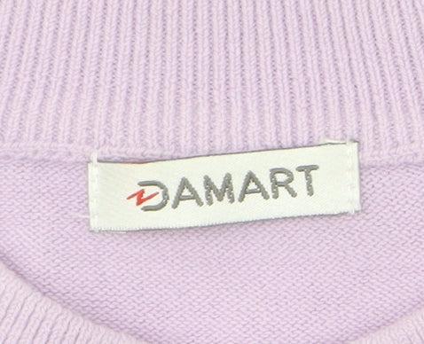 Damart Women’s Purple Mock Neck Beaded Pullover Jumper Size 26/28