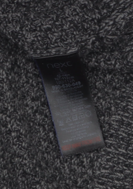 Next Men's Grey Cable Knit Crew Neck Jumper Size L