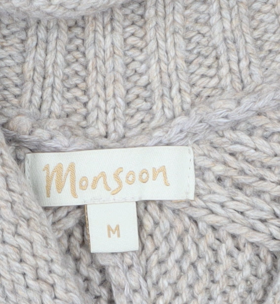Monsoon Women’s Beige Cable-Knit Shawl Collar Cardigan M