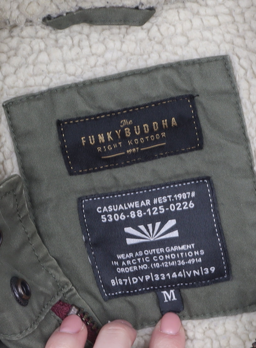 Funky Buddha Women's Green Hooded Parka Coat Size M