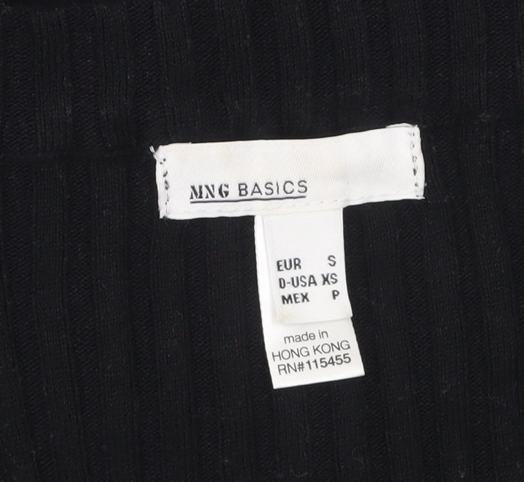 Mango Basics Womens Black V-Neck Long Sleeve Tunic Jumper Size 8
