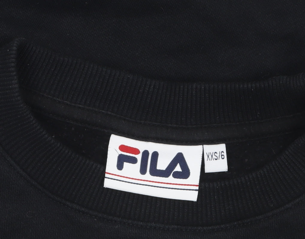 Fila Womens Black Pink Colourblock Logo Pullover Sweatshirt XXS