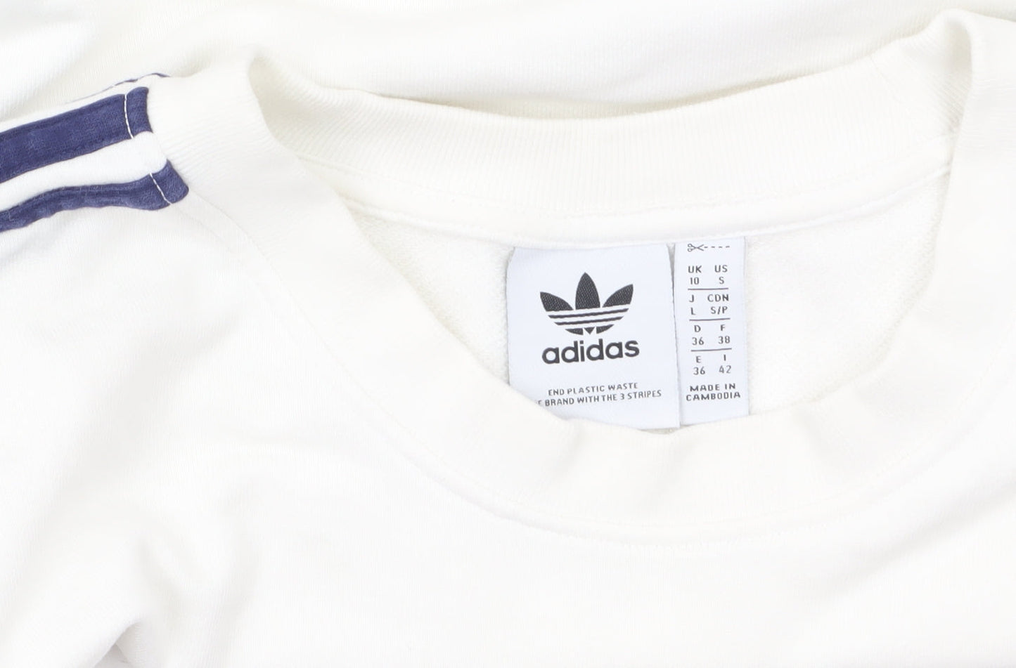 Adidas Originals Women White Sweatshirt Size 10 Logo Crew Neck Pullover