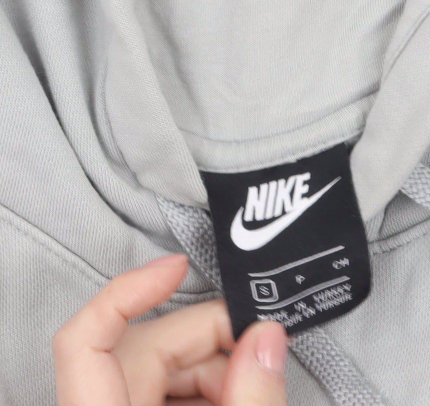 Nike Men's Grey Pullover Hoodie Small Sports Fleece Logo Jumper