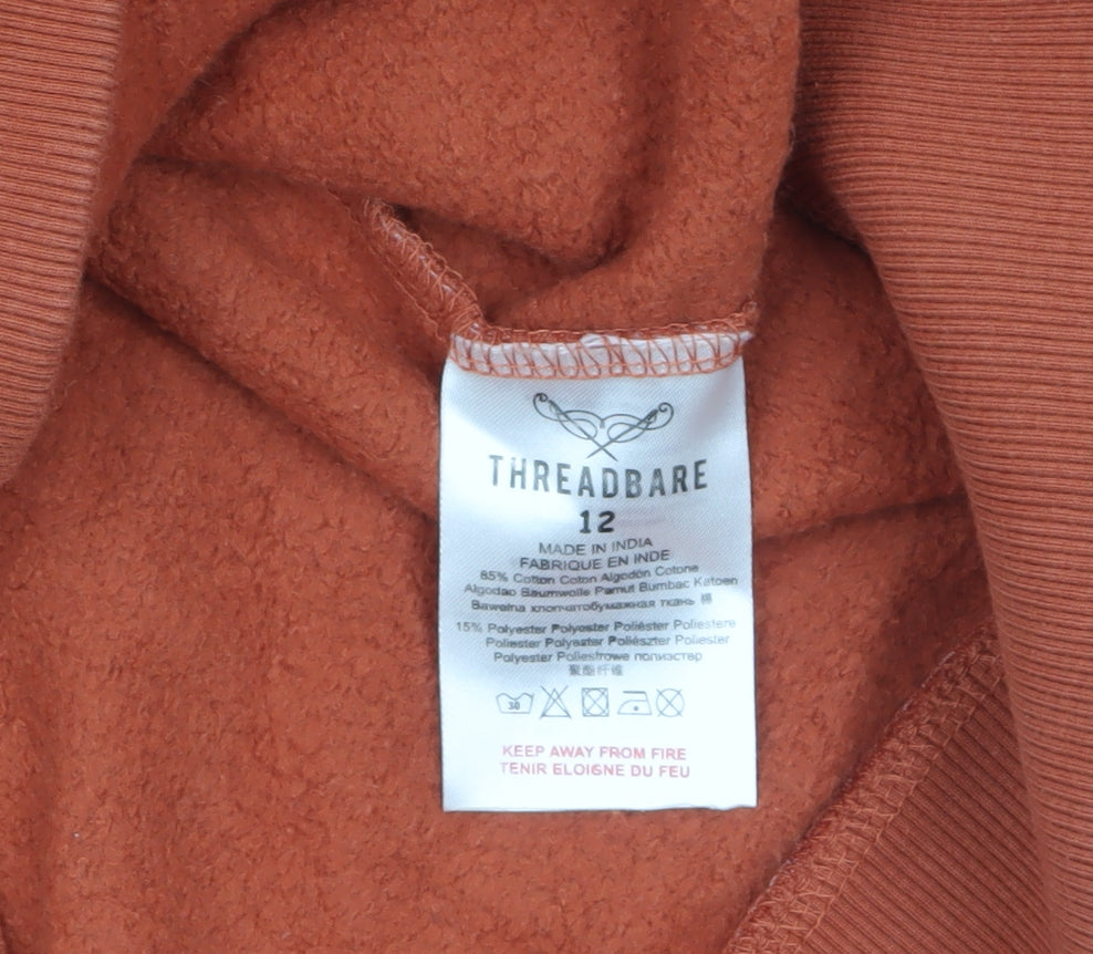 Threadbare Women’s Rust Pullover Hoodie Size 12 Cotton Blend Lined