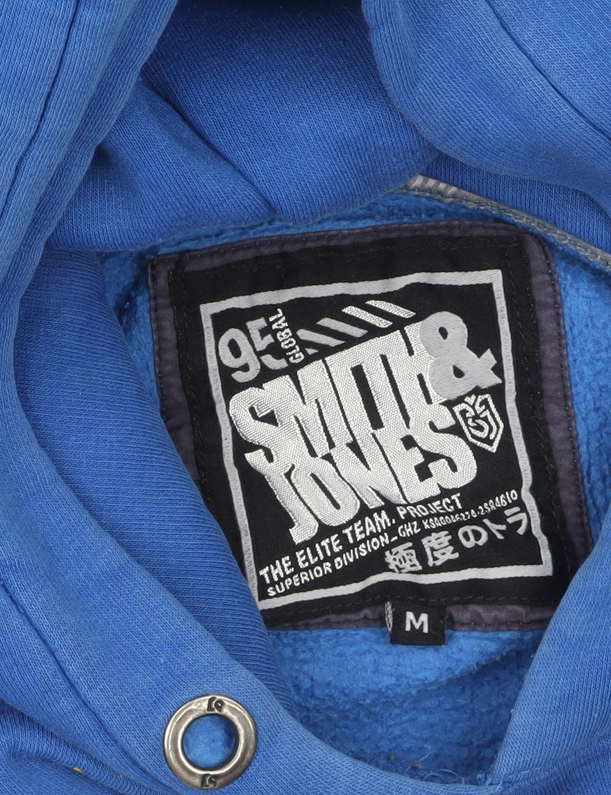 Smith & Jones Men's Blue Pullover Hoodie Medium Graphic Fleece Sweatshirt