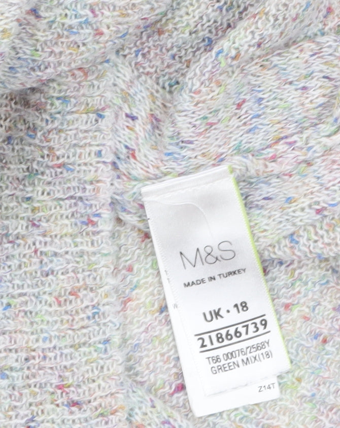 Marks & Spencer Women’s Grey Multicoloured Knit Cardigan UK 18