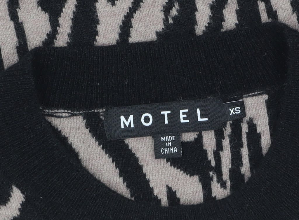 Motel Rocks Womens Beige Black Animal Print Knit Sleeveless Vest XS