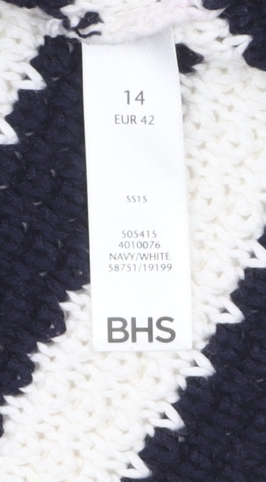 BHS Women’s Multicoloured Striped Knit Jumper Size 14