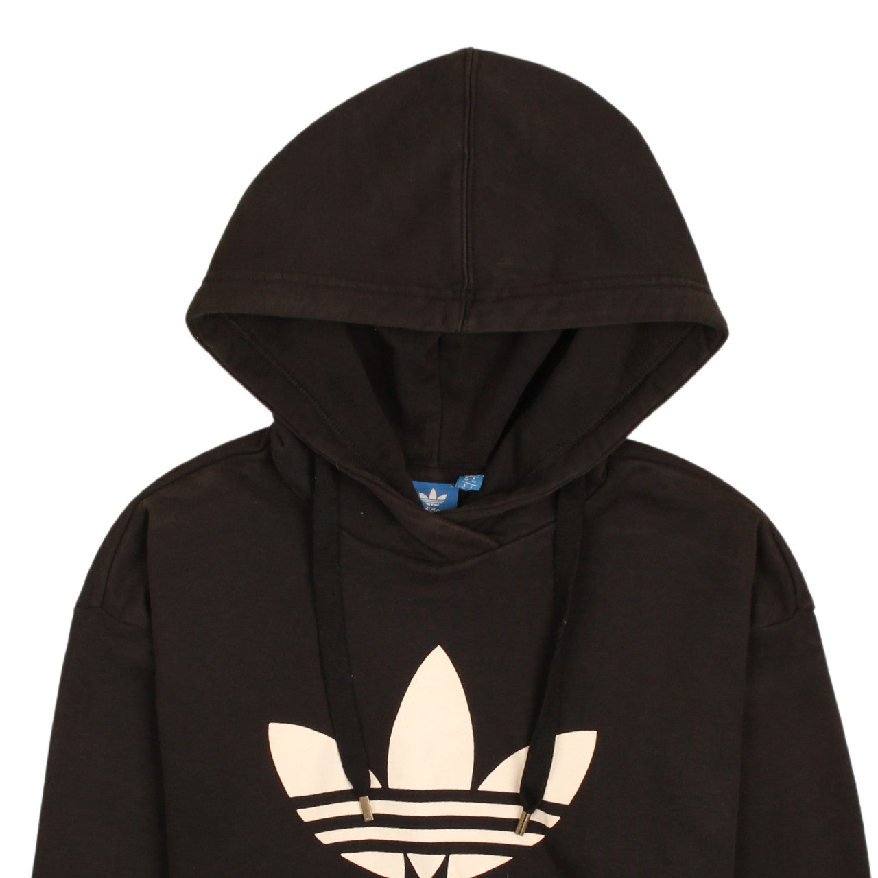 Adidas Womens Black Pullover Hoodie Size 6 Logo Print Casual